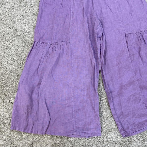 Et’Lois Women’s 100% Linen Tanya Pull On Pants Wide Leg Made in USA in Purple S - Picture 3 of 14